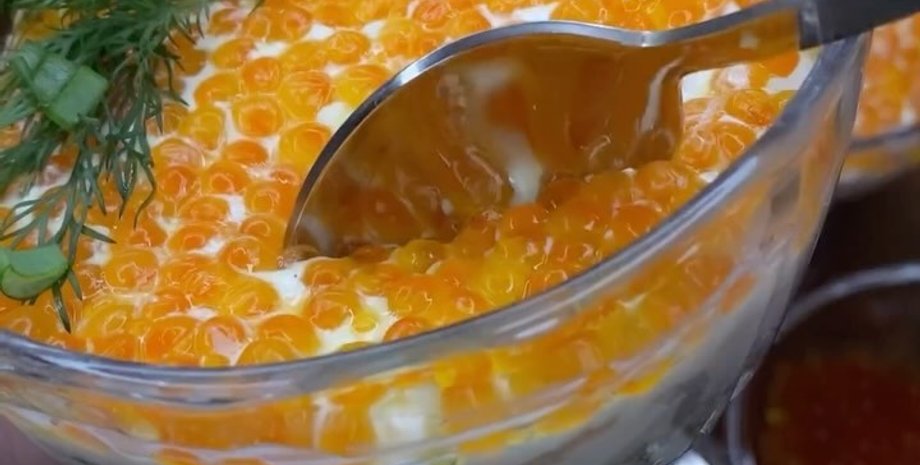 салат с икрой, праздничный салат