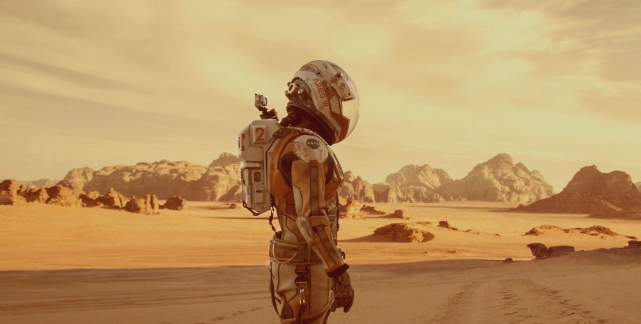 астронавт, Марс, холмы, иллюстративное фото