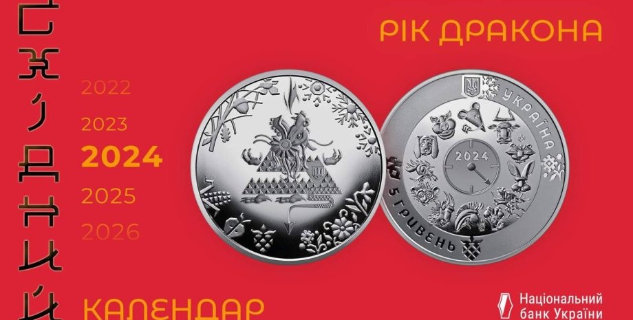 памятная монета на год дракона, Нацбанк памятная монета ВСУ, Нацбанк памятная монета ВСУ