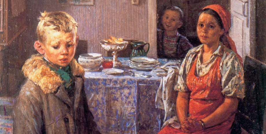 Картина: Федор Решетников "Опять двойка", холст, масло, 1952 год
