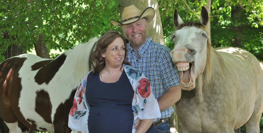 фотосессия, беременная, семья, лошадь