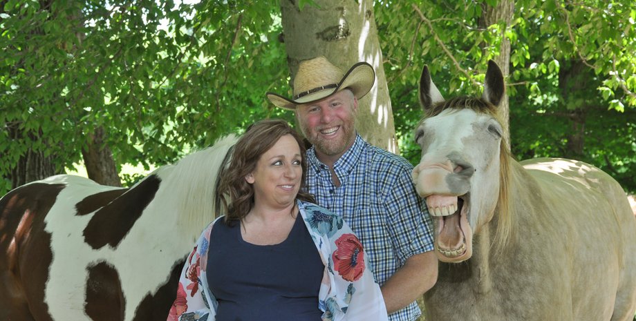 фотосессия, беременная, семья, лошадь