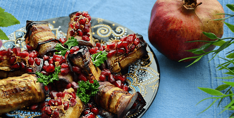 Рулетики з баклажанів, баклажани рецепт, грузинська кухня, рулетики з начинкою