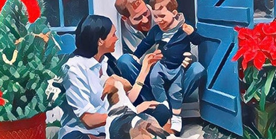 меган маркл, принц гарри, арчи маунтбеттен-виндзор, рождственская открытка, рождество, октрытка, калифорния