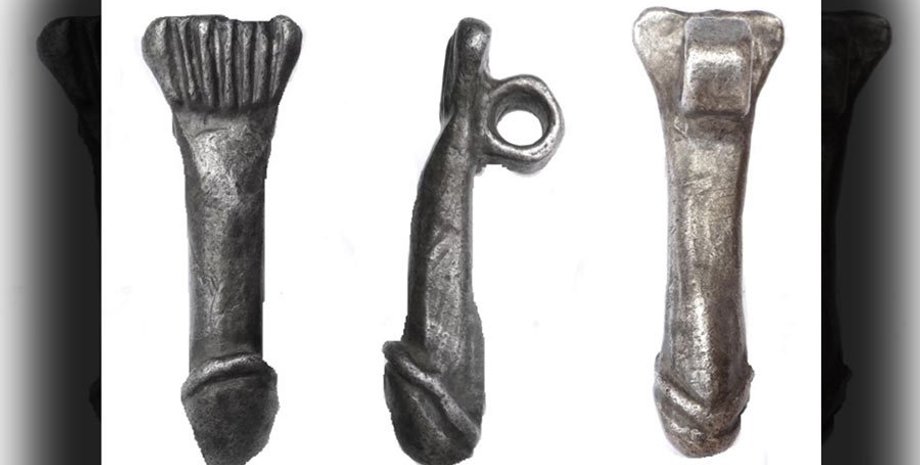 кулон в виде пениса, серебро, фаллос, серебро, серебряный фаллос, древний рим, римские артефакты в Англии, римляне в Британии