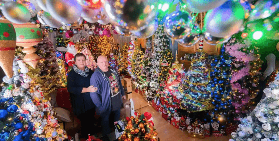 рождественские елки в одном доме, украшения к Рождеству, рекорд по количеству елок, зарегистрированный рекорд