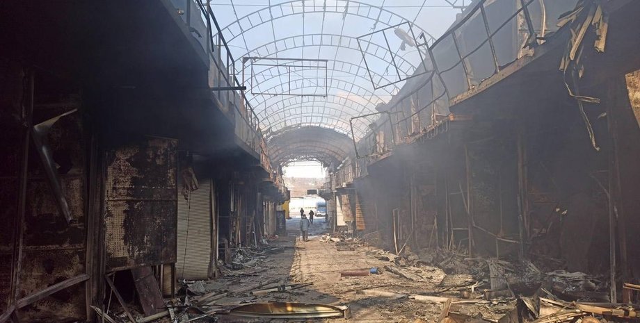 ринок, Харків, Барабашово, обстріл Харкова, російські окупанти, руйнування