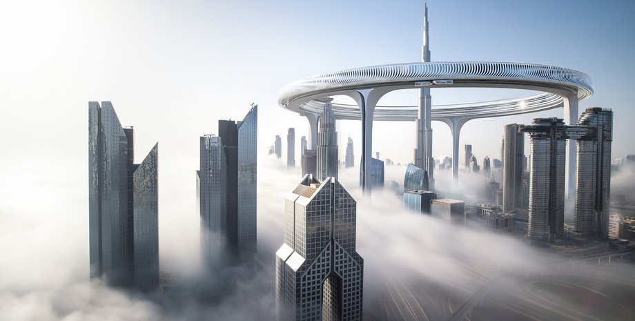 хмарочос кільце, хмарочос, бурдж халіфа, дубай, кільцеподібна будівля, унікальний хмарочос