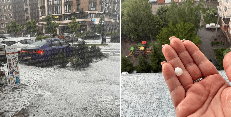 Киев засыпало градом