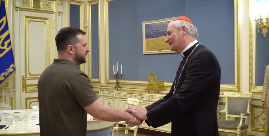 кардинал Маттео Дзуппи и владимир зеленский, кардинал Маттео Дзуппи и президент украины владимир зеленский