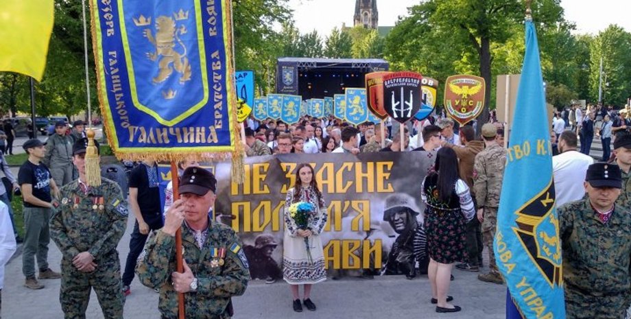 СС "Галичина", марш, дивизия, киев, парад, сс, третий рейх, нациналисты