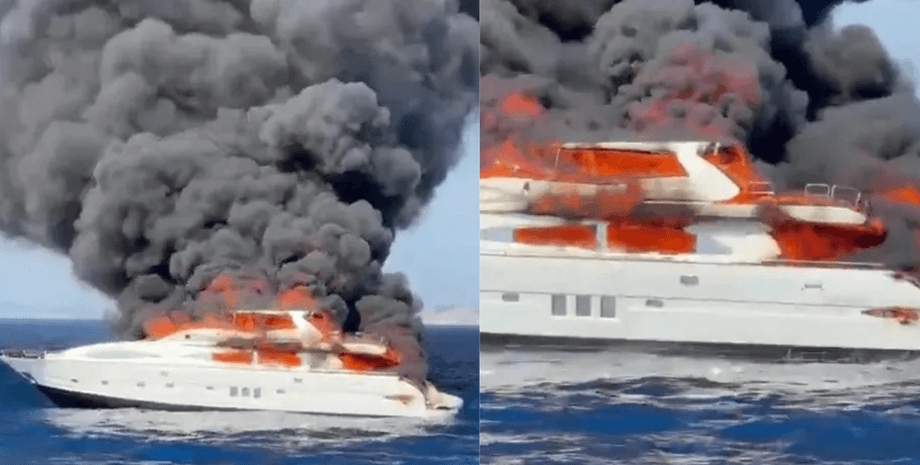 Шикарная яхта сгорела и затонула возле Ибицы