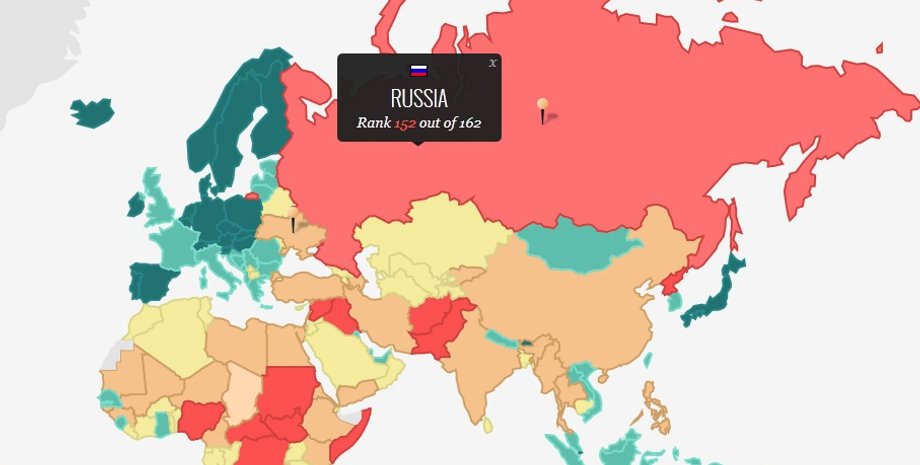 Скриншот с сайта Global Peace Index