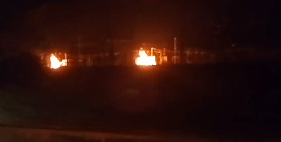 Пожар на электроподстанции в поселке Генеральское Ростовской области