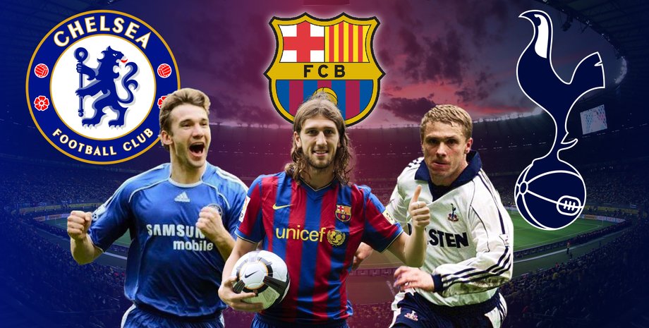 Колаж з українськими футболістами у формі клубів англійської Прем'єр-ліги та іспанського чемпіонату