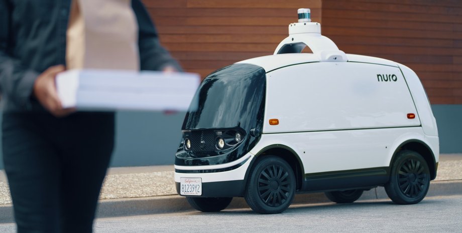 Беспилотное авто, доставка еды, доставка еды Uber Eats, Uber Eats, Беспилотный автомобиль, Nuro R2