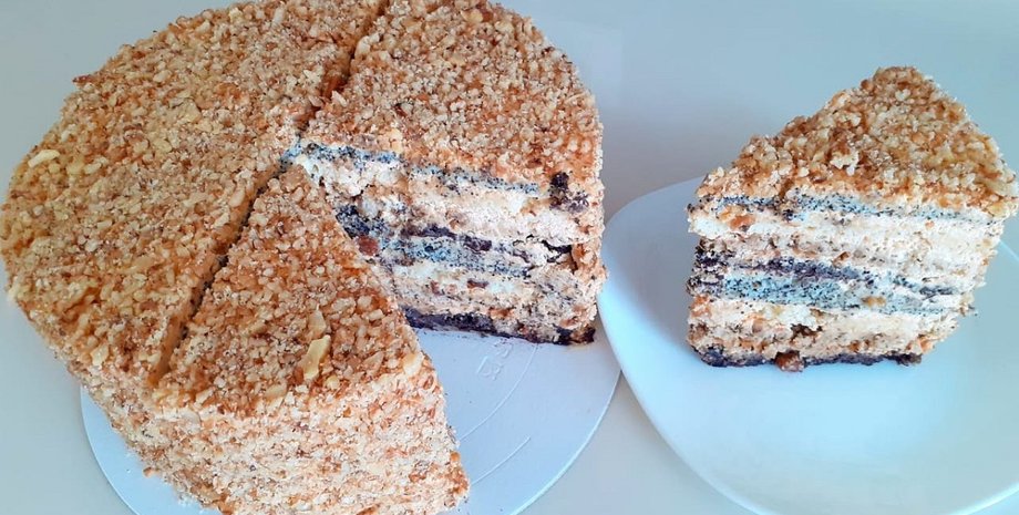 Домашний торт с маком и грецкими орехами, домашний торт, домашний торт рецепт