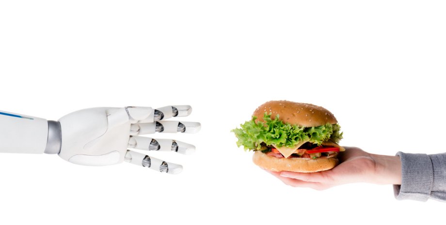 робот, еда, гамбургер