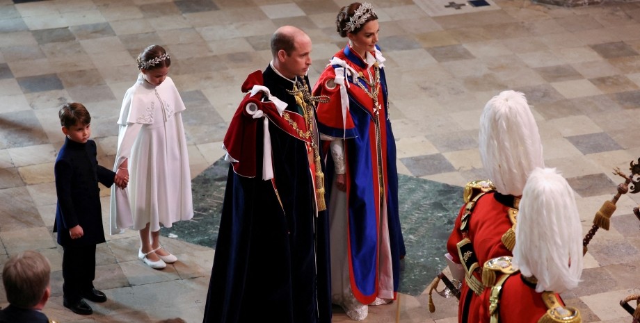 коронація чарльза ІІІ, кейт міддлтон та принц вільям, принц та принцеса уельські, королева камілла, коронація