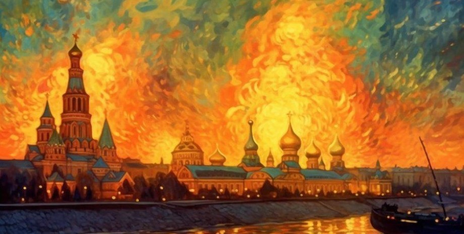 Нейросеть показала фото пылающего Кремль