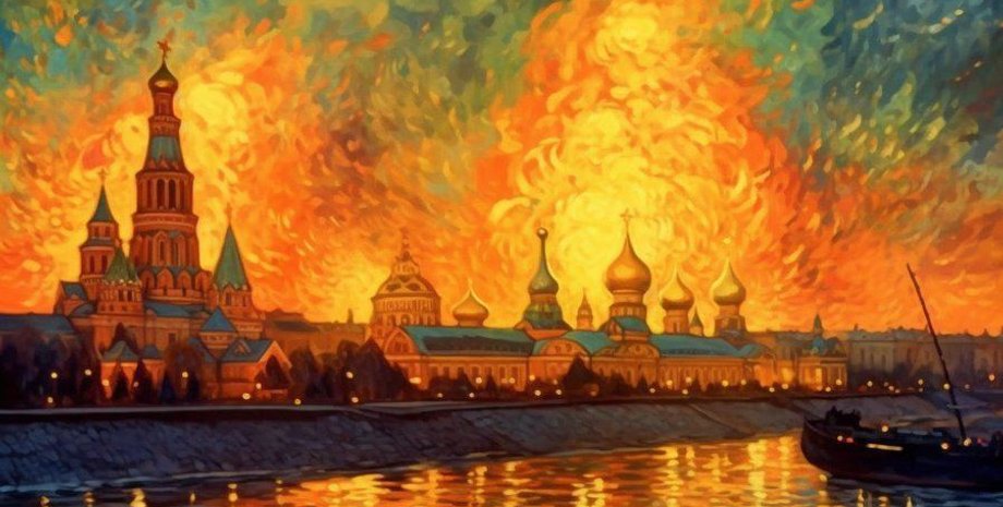 Нейромережа показала фото Кремля у вогні