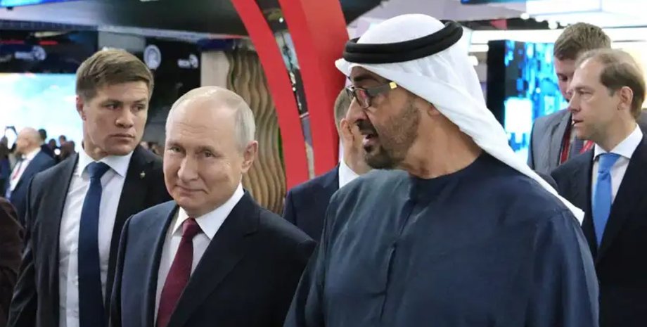 Владимир Путин и Мухаммад бин Заид Аль Нагаян, Путин Арабские Эмираты, Путин АОЭ, РФ Арабские Эмираты, ОАЭ война в Украине