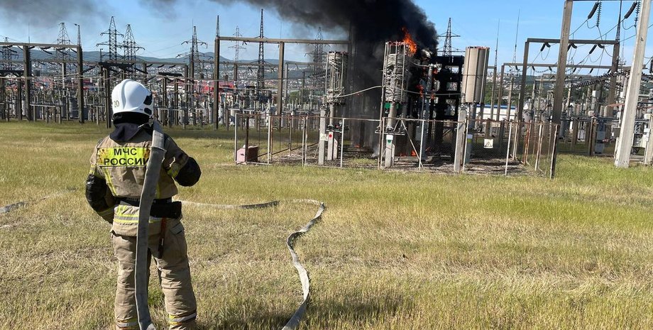пожар подстанция, горит подстанция, возгорание подстанция, подстанция Новороссийск, подстанция Новороссийск