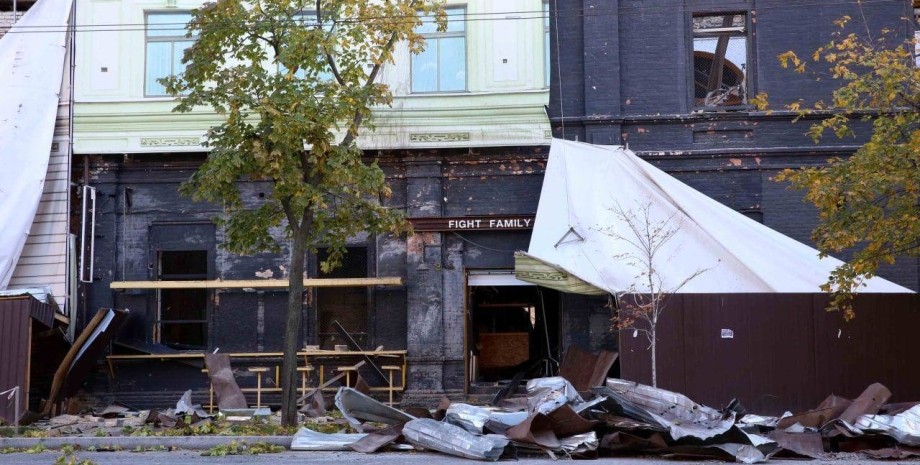 Киев, обстрел, разрушения