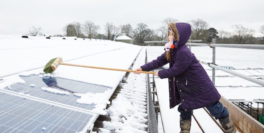 Солнечные панели зимой Солнечные панели, зима, обледенение, фото