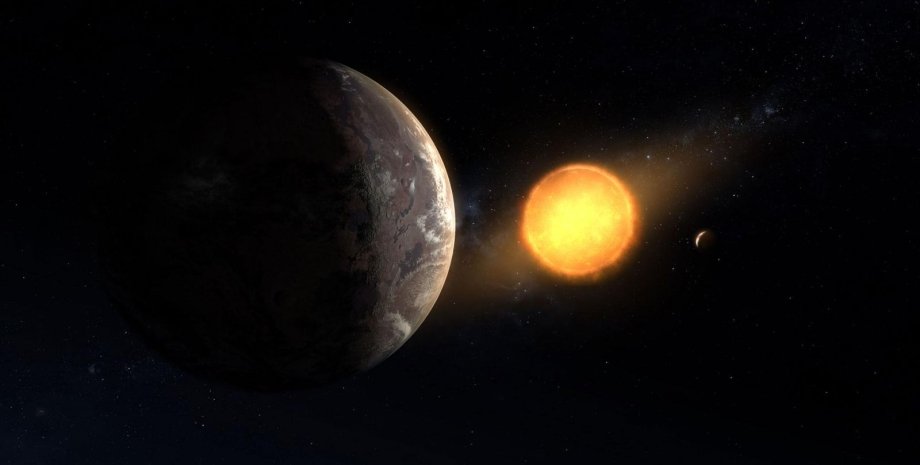 Планета Kepler-1649c и ее звезда. Рисунок: NASA