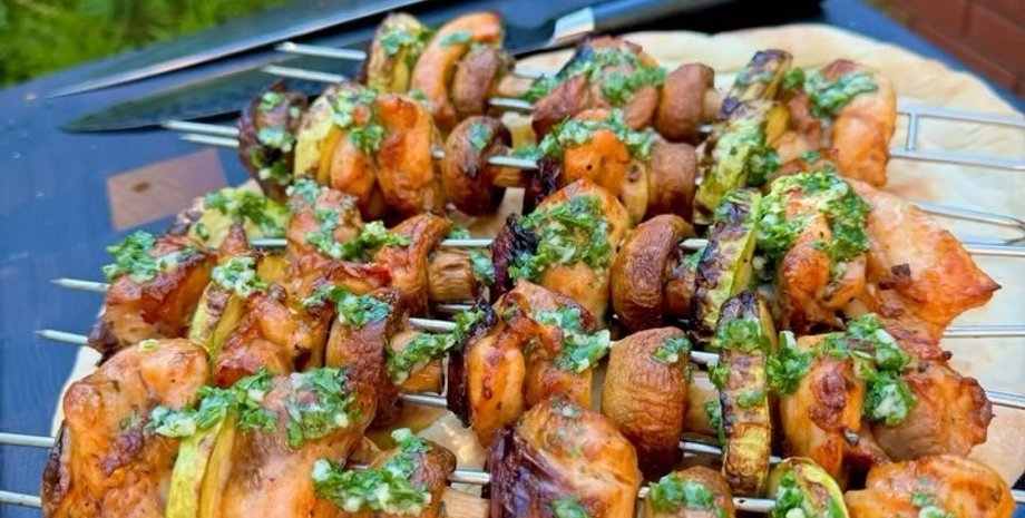 куриный шашлык с овощами, рецепты для пикника
