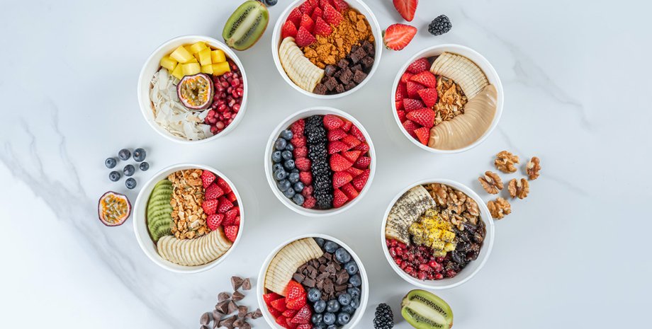 продукты ягоды, орехи, фрукты