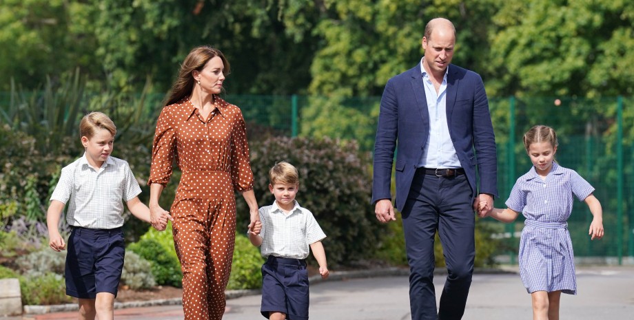 Кейт Миддлтон и принц Уильям, принцесса шарлотта, принц джордж, принц луи, королевская семья Великобритании
