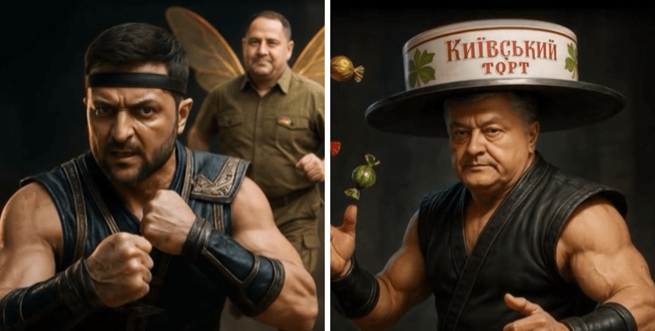 Володимир Зеленський та Петро Порошенко у вигляді героїв гри Mortal Kombat