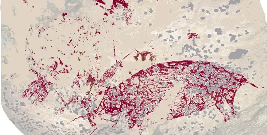 искусство, пещера, рисунок, археологи, археология, человек, изображение, Сулавеси, Индонезия, скульптура, сюжет, фигура, животное