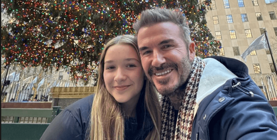 Девід Бекхем з донькою, гарпер бекхем, вікторія бекхем, новий 2025 рік, діти девіда бекхема