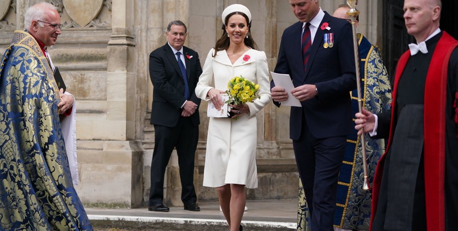принц уильям, кейт миддлтон, вестминстер, служба в церкви, модный выход, модный образ кейт миддлтон