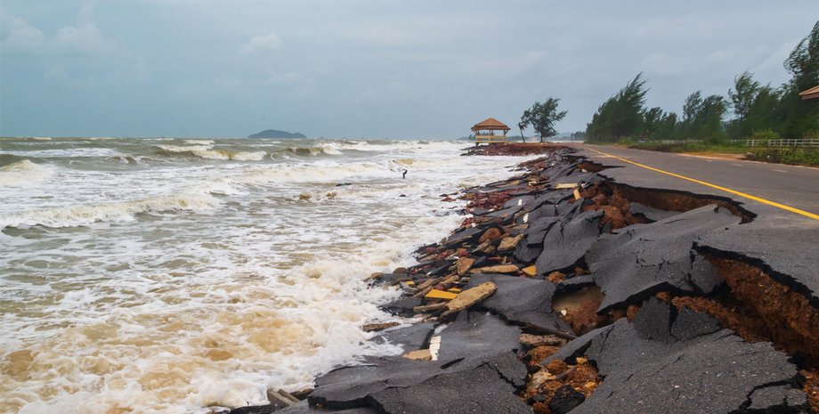 шторм, разруха, асфальт, дорога, деревья, ураган, фото