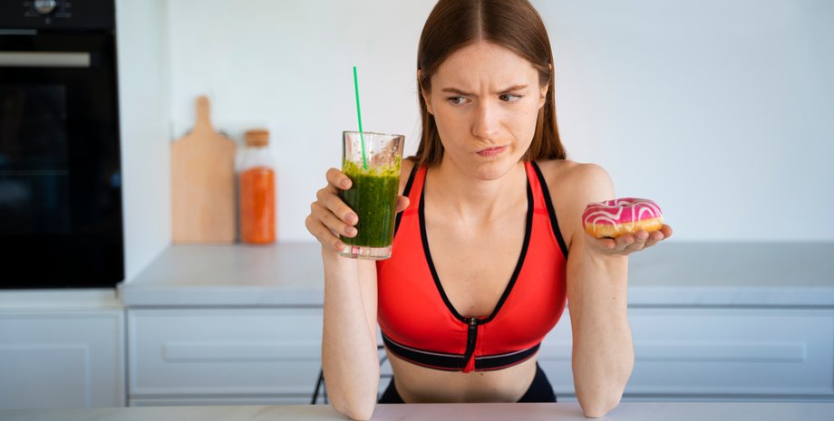 Дівчина зі смузі та пончиком