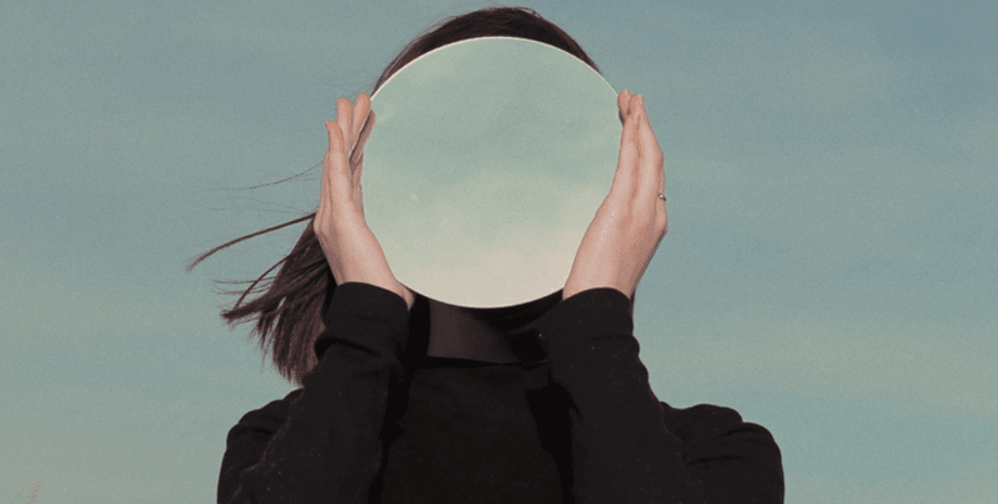 без лица, девушка, зеркало