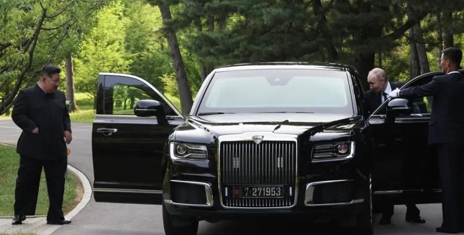 Путин, аурус, российский лимузин, Ким Чен Ын