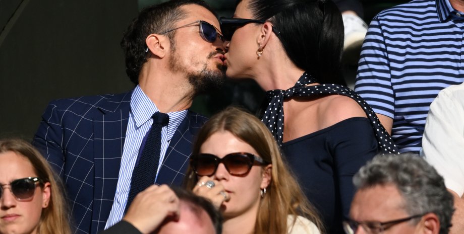 Орландо Блум и Кэти Перри, уимблдон, уимблдонский турнир, кэти перри стиль, орландо блум поцеловал невесту