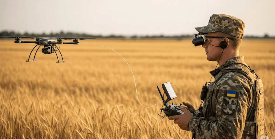 Запуск FPV-дрона виконує солдат ЗСУ