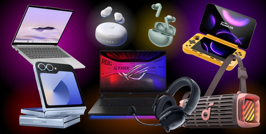 смартфон, ноутбук, наушники, консоль