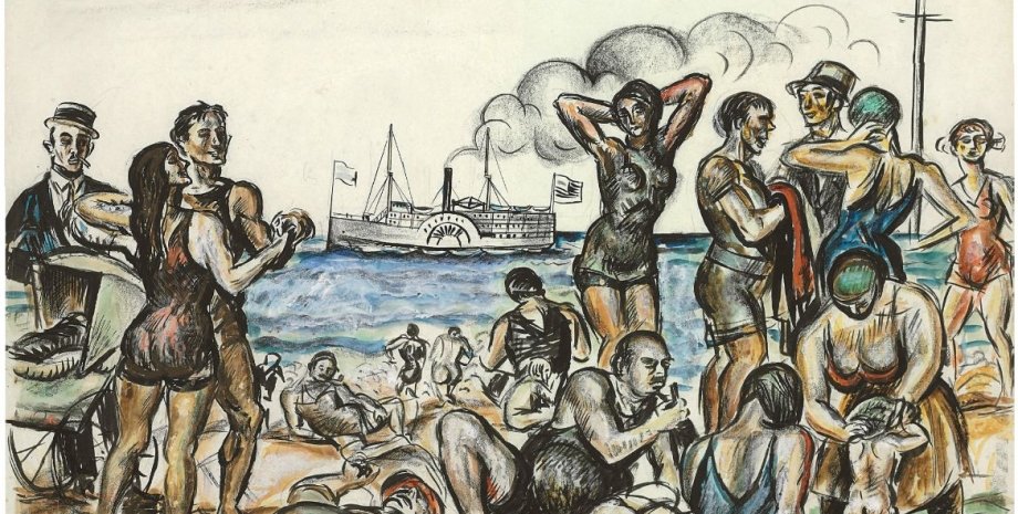 Реджинальд Марш (1898 – 1954). Репродукция картины "Фигуры на пляже"
