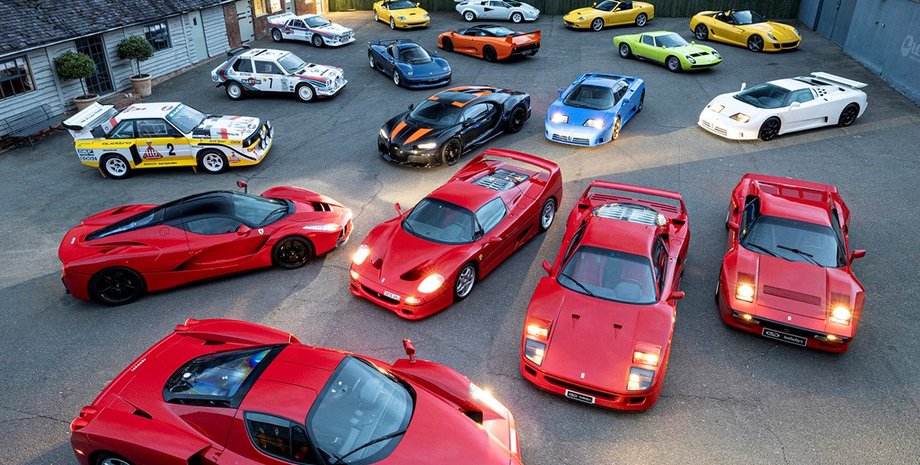 колекція авто, найкращі у світі суперкари, Ferrari F40, Ferrari Enzo, Bugatti Chiron, Lamborghini Countach