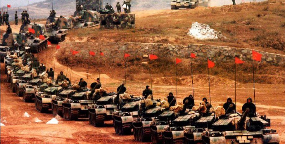 китайская армия, НОАК, армия Китая, танки, колонна танков, китайские танки