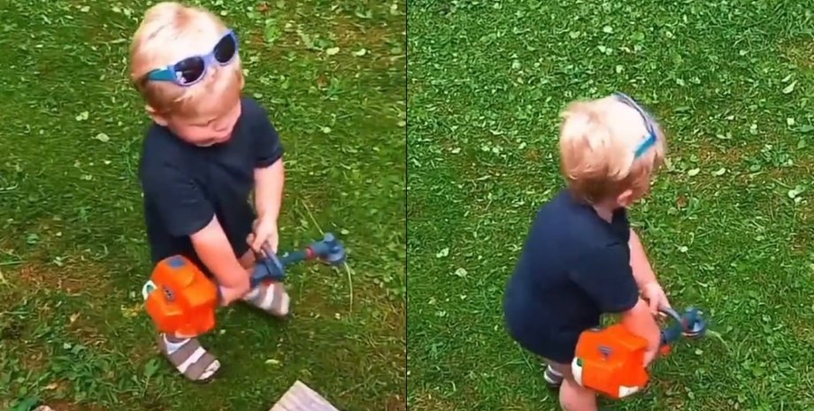 Мальчик забавно имитирует звуки газонокосилки: в сети не сдерживали смеха