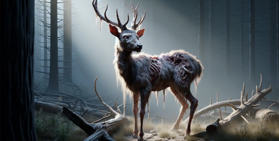 олень зомби, лес