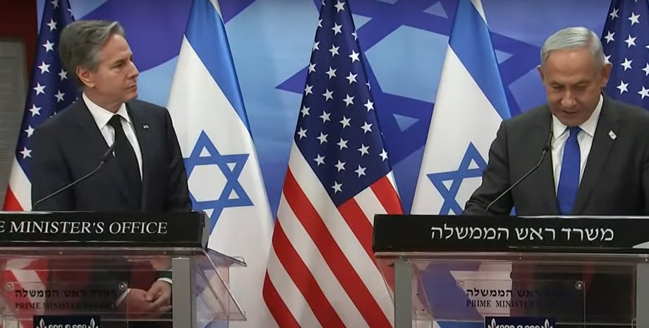 Энтони Блинкен и Беньямин Нетаньяху, США Израиль, война в Израиле, Израиль Сектор Газы, Израиль ХАМАС
